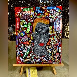 Original Mini Artwork with Wooden Easel